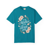 Mom Of The Bride T-Shirt, Unisex Floral Tee, Bridal Party Gift, Wedding Celebration Apparel, Eco-Friendly Garment-Dyed Shirt